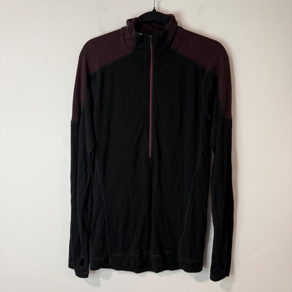Smartwool Other - Smartwool Mens 1/2 Zip Pullover Medium‎ Black Merino Wool Thumbholes Base Layer